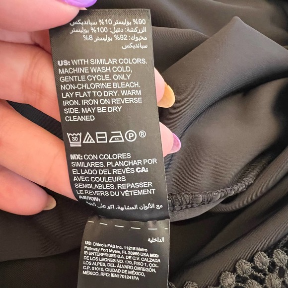 Chico's Black Velvet Top with Lace Trim Size 3 (US 16/18) - Picture 9 of 15